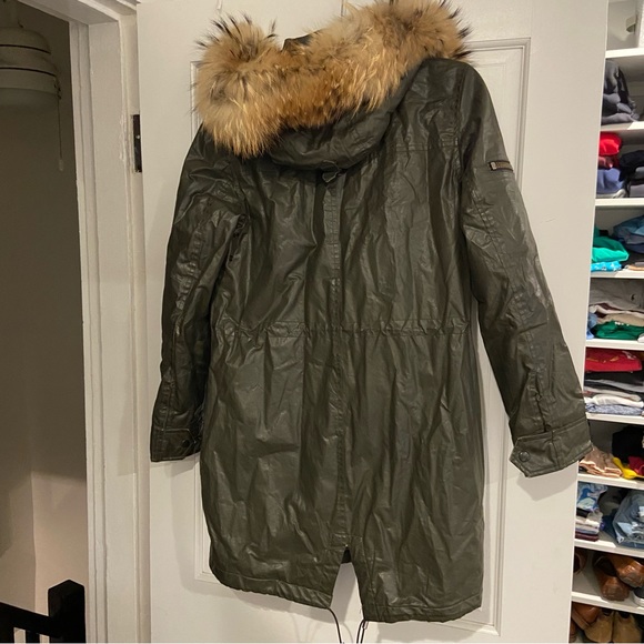 SAM. Jackets & Coats Sam Nyc Luxe Limelight Parka Large Fur Hood Quilt Lined Coat Army Green